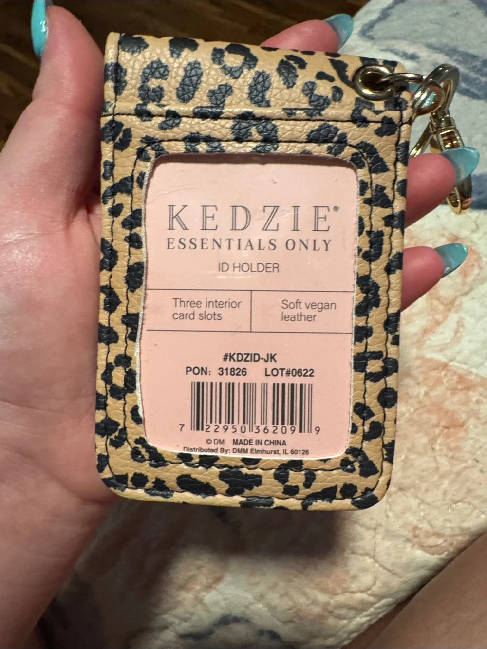 Kedzie Leopard Print Card Wallet Keychain - Black & Tan